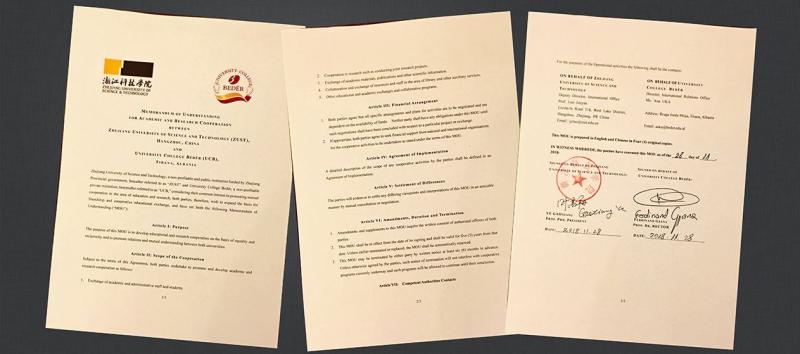 Foto Marrëveshje Bashkëpunimi me Universitetin Zhejiang të Shkencës dhe Teknologjisë